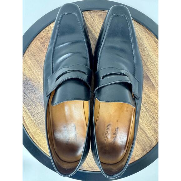 Magnanni for Neiman Marcus Leather Penny Loafers Black Men's Size 12 - 12495 - Picture 7 of 11